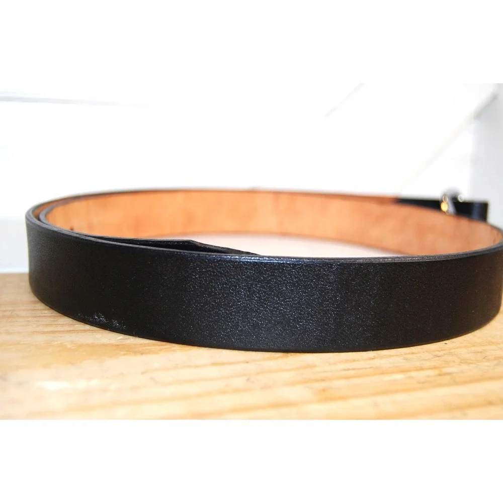 Men's Black Leather‎ Belt size 44 Cinturon Anca de Porto Adjustable
